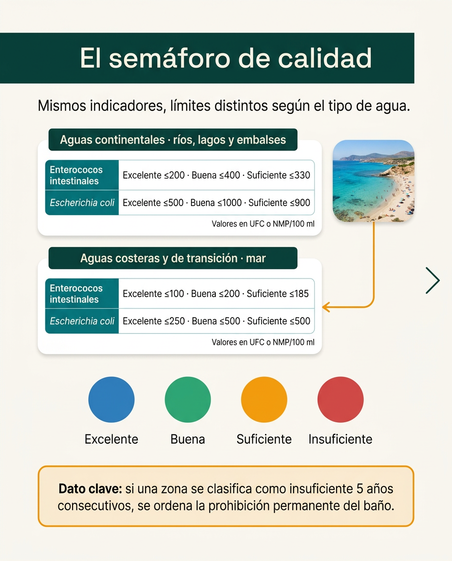 El semáforo de calidad del agua de baño