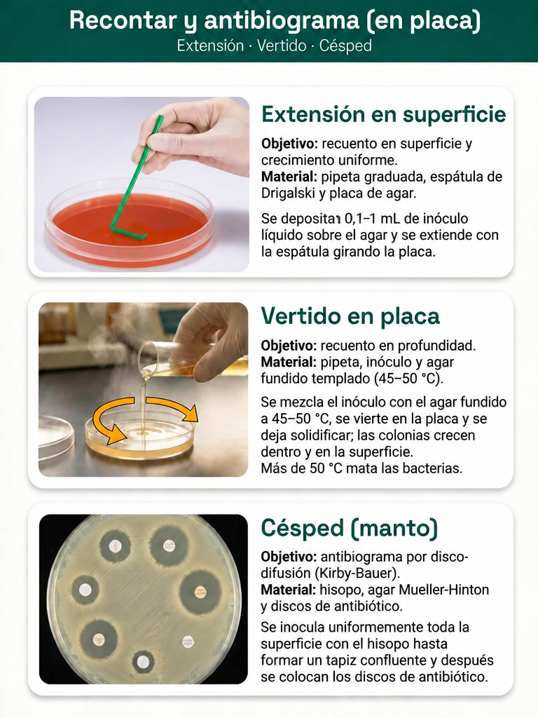 Recuento en placa y antibiograma (Kirby-Bauer)